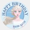 Frozen_2__Elsa_Watercolor___Happy_Birthday_Classic_Round_Sticker_1 Frozen 2 Elsa Watercolor Happy Birthday Classic Round Sticker