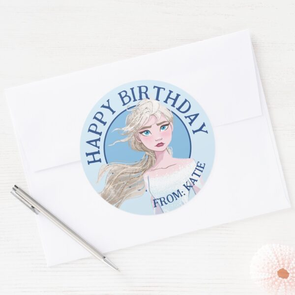 Frozen_2__Elsa_Watercolor___Happy_Birthday_Classic_Round_Sticker_3 Frozen 2 Elsa Watercolor Happy Birthday Classic Round Sticker