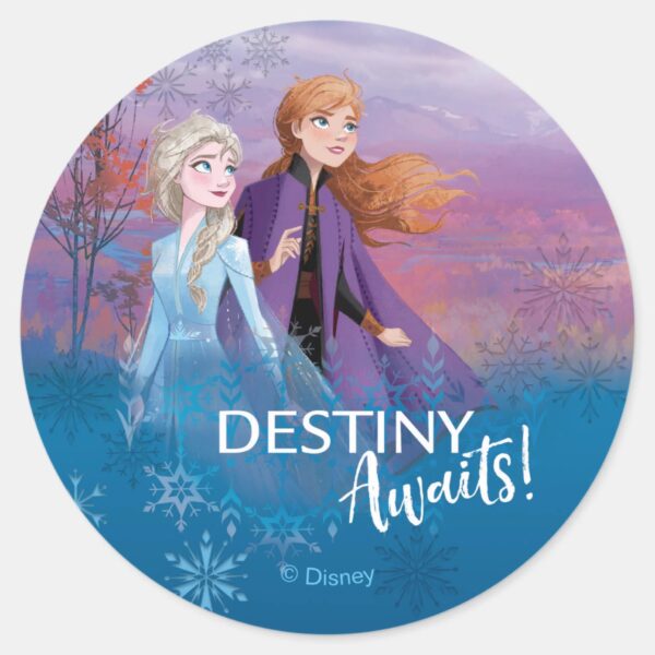 Frozen_2__Elsa_&_Anna___Destiny_Awaits!_Classic_Round_Sticker_1 Frozen 2 Elsa Anna Destiny Awaits Classic Round Sticker