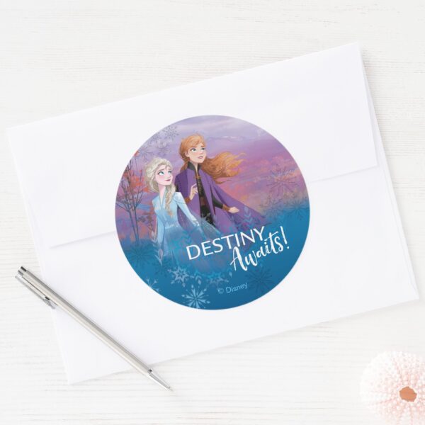 Frozen_2__Elsa_&_Anna___Destiny_Awaits!_Classic_Round_Sticker_3 Frozen 2 Elsa Anna Destiny Awaits Classic Round Sticker