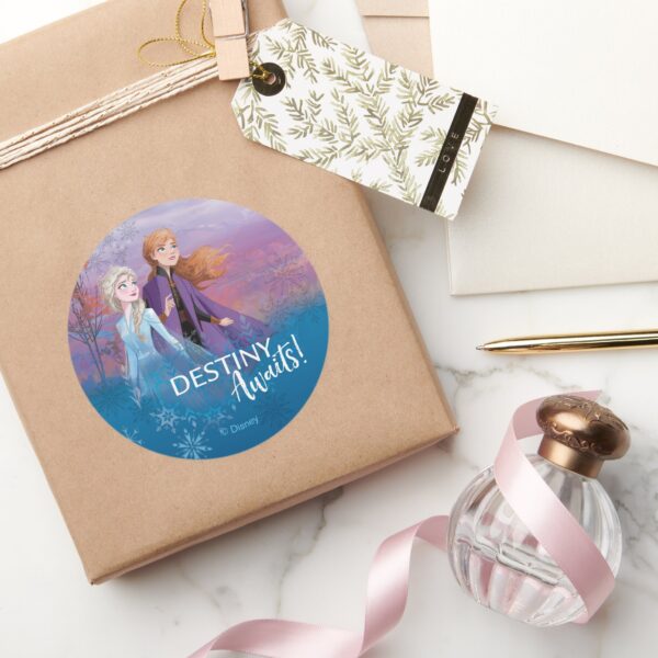 Frozen_2__Elsa_&_Anna___Destiny_Awaits!_Classic_Round_Sticker_5 Frozen 2 Elsa Anna Destiny Awaits Classic Round Sticker