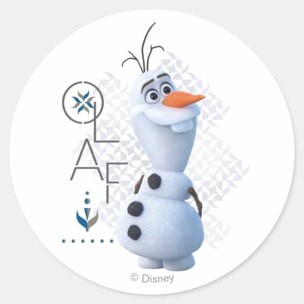 Frozen_2__Olaf_With_Stylized_Name_Graphic_Classic_Round_Sticker_1 Frozen 2 Olaf With Stylized Name Graphic Classic Round Sticker