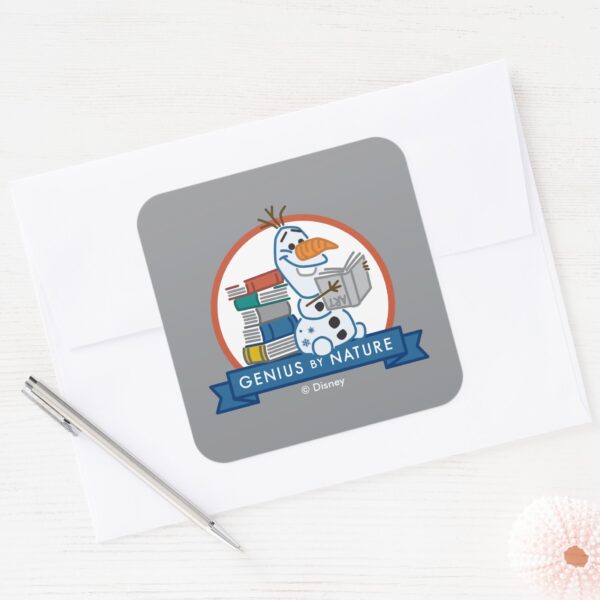 Frozen_2___Olaf_-_Genius_by_Nature_Badge_Square_Sticker_3 Frozen 2 Olaf Genius By Nature Badge Square Sticker