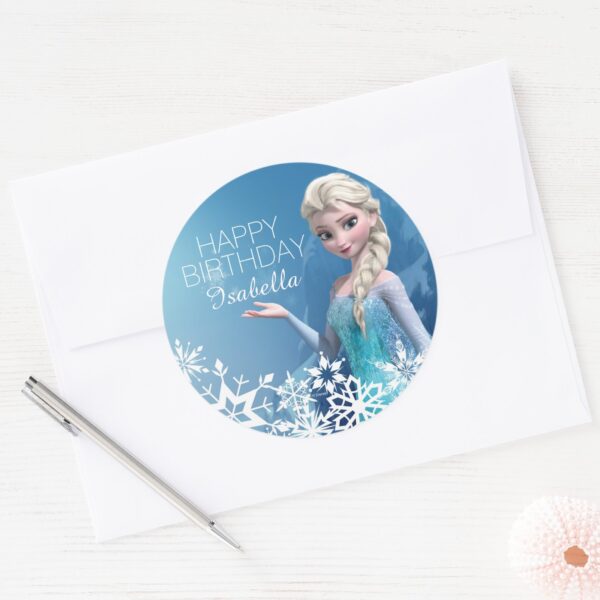 Frozen Elsa Birthday Classic Round Sticker
