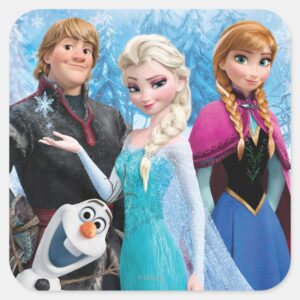 Frozen___Anna,_Elsa,_Kristoff_and_Olaf_Square_Sticker_1 Frozen Anna Elsa Kristoff And Olaf Square Sticker