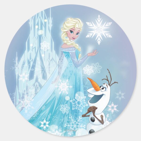 Frozen___Elsa_and_Olaf_-_Icy_Glow_Classic_Round_Sticker_1 Frozen Elsa And Olaf Icy Glow Classic Round Sticker