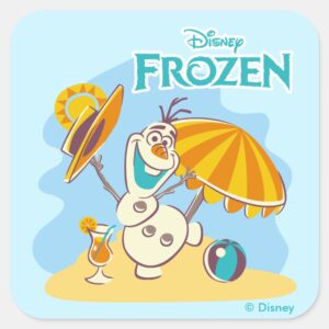 Frozen___Olaf_Playing_on_the_Beach_Square_Sticker_1 Frozen Olaf Playing On The Beach Square Sticker