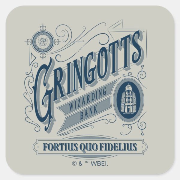 GRINGOTTS_Wizarding_Bank_Vintage_Graphic_Square_Sticker_1 GRINGOTTS Wizarding Bank Vintage Graphic Square Sticker