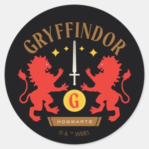 GRYFFINDOR™ House Double Lion Sword Graphic Classic Round Sticker