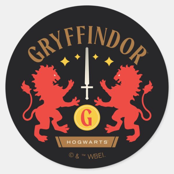 GRYFFINDOR™_House_Double_Lion_Sword_Graphic_Classic_Round_Sticker_1 GRYFFINDOR™ House Double Lion Sword Graphic Classic Round Sticker