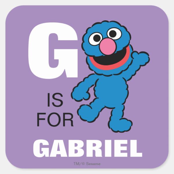 G_is_for_Grover___Add_Your_Name_Square_Sticker_1 G Is For Grover Add Your Name Square Sticker