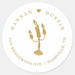 Gold Beauty And The Beast Story Book Wedding Classic Round Sticker