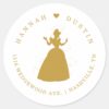 Gold_Cinderella_Fairy_Tale_Wedding_Classic_Round_Sticker_2 Gold Cinderella Fairy Tale Wedding Classic Round Sticker
