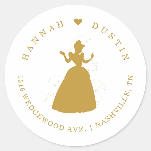 Gold_Cinderella_Fairy_Tale_Wedding_Classic_Round_Sticker_2 Gold Cinderella Fairy Tale Wedding Classic Round Sticker