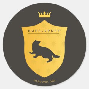 Gold_HUFFLEPUFF™_Crowned_Crest_Classic_Round_Sticker_1 Gold HUFFLEPUFF™ Crowned Crest Classic Round Sticker