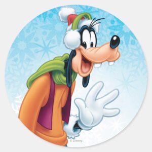 Goofy Waving Classic Round Sticker