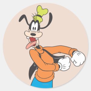 Goofy Excited Classic Round Sticker