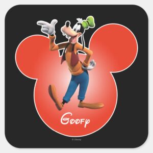 Goofy Mickey Head Icon Square Sticker