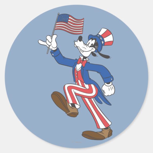 Goofy___Patriotic_Classic_Round_Sticker_1 Goofy Patriotic Classic Round Sticker