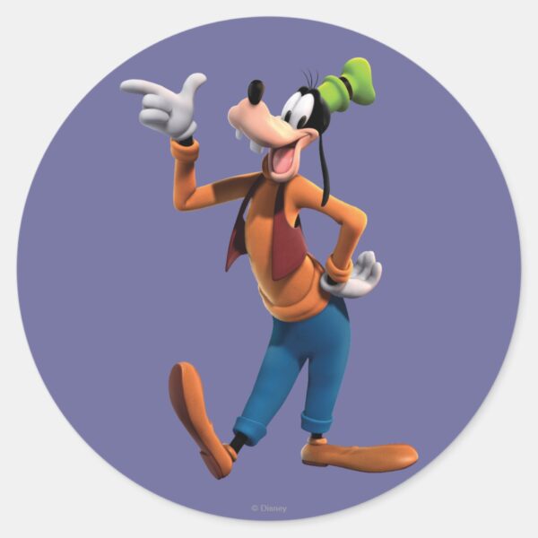 Goofy Pointing Classic Round Sticker