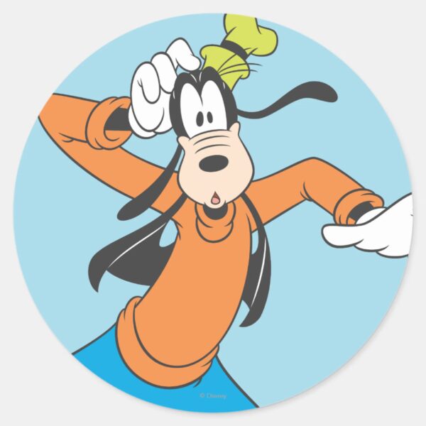 Goofy___Scratching_Head_Classic_Round_Sticker_1 Goofy Scratching Head Classic Round Sticker