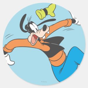 Goofy Slipping Classic Round Sticker