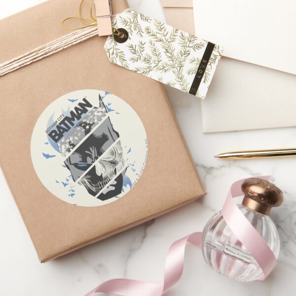 Gotham_City_Batman_Skull_Collage_Classic_Round_Sticker_5 Gotham City Batman Skull Collage Classic Round Sticker