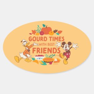 Gourd Times With Donald And Mickey Oval Sticker