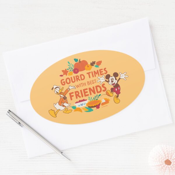 Gourd_Times_with_Donald_and_Mickey_Oval_Sticker_3 Gourd Times With Donald And Mickey Oval Sticker