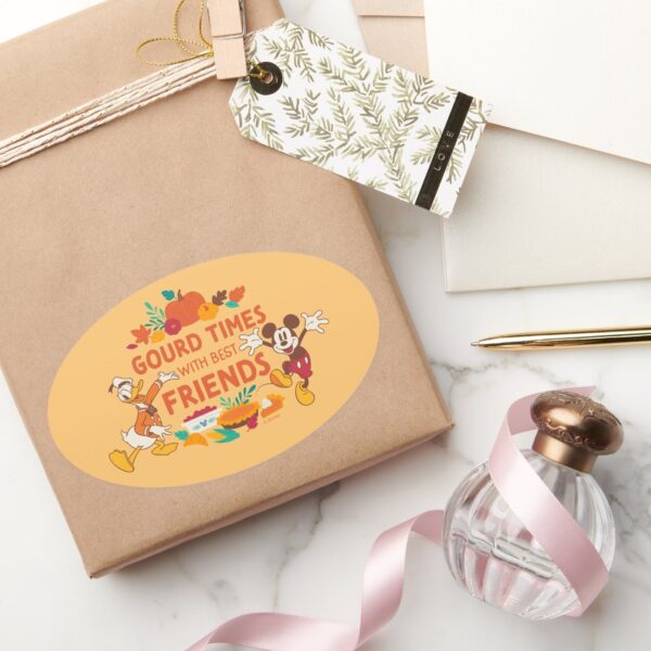 Gourd_Times_with_Donald_and_Mickey_Oval_Sticker_5 Gourd Times With Donald And Mickey Oval Sticker