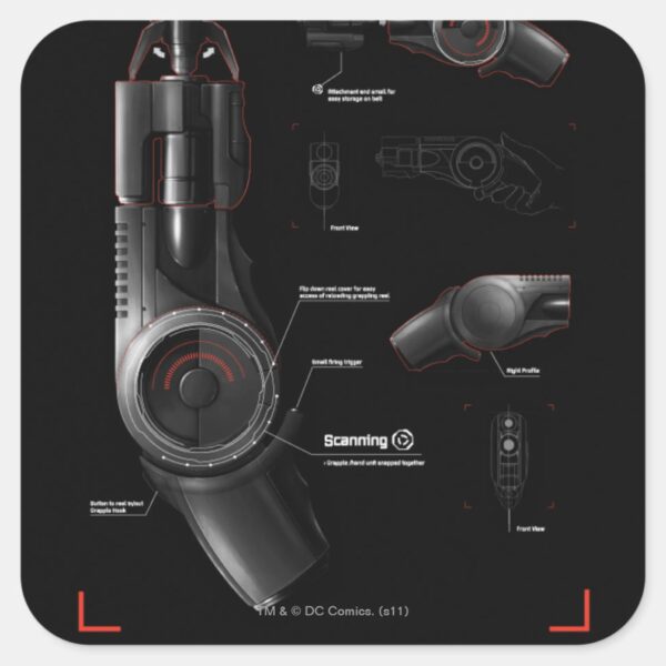 Grappling_Gun_Diagram_Square_Sticker_1 Grappling Gun Diagram Square Sticker