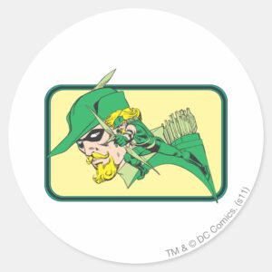 Green Arrow Head Shot Classic Round Sticker