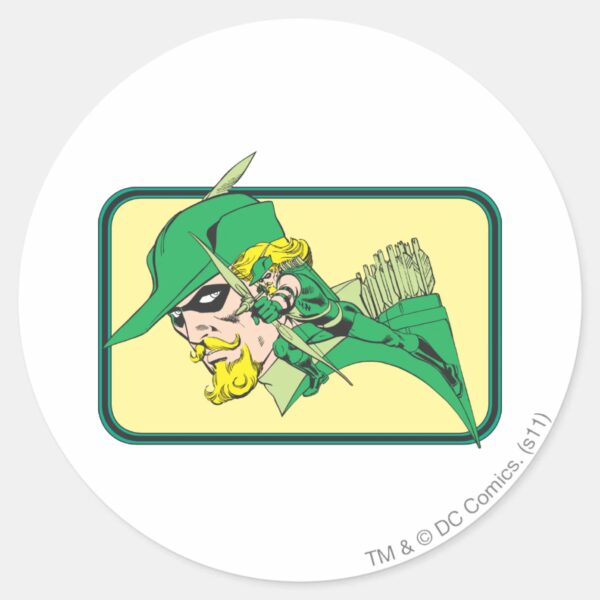 Green_Arrow_Head_Shot_Classic_Round_Sticker_1 Green Arrow Head Shot Classic Round Sticker