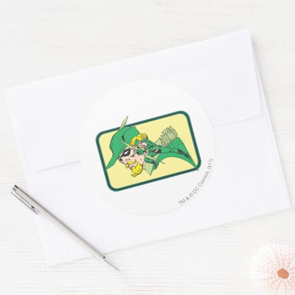 Green_Arrow_Head_Shot_Classic_Round_Sticker_3 Green Arrow Head Shot Classic Round Sticker