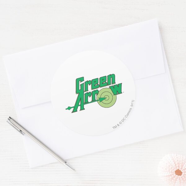 Green_Arrow_Logo_Classic_Round_Sticker_3 Green Arrow Logo Classic Round Sticker