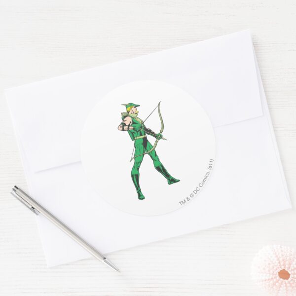 Green_Arrow_Profile_Classic_Round_Sticker_3 Green Arrow Profile Classic Round Sticker