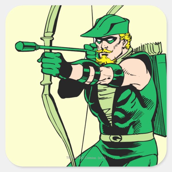 Green_Arrow_Shooting_Arrow_Square_Sticker_1 Green Arrow Shooting Arrow Square Sticker