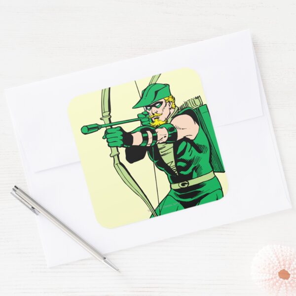 Green_Arrow_Shooting_Arrow_Square_Sticker_3 Green Arrow Shooting Arrow Square Sticker