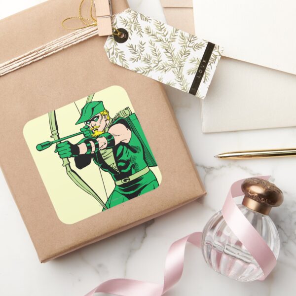 Green_Arrow_Shooting_Arrow_Square_Sticker_5 Green Arrow Shooting Arrow Square Sticker