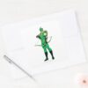Green Arrow Standing With Bow Square Sticker