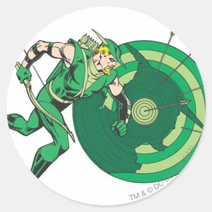 Green Arrow With Target 2 Classic Round Sticker