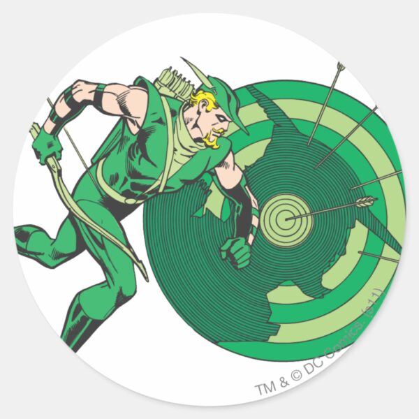 Green_Arrow_with_Target_2_Classic_Round_Sticker_1 Green Arrow With Target 2 Classic Round Sticker