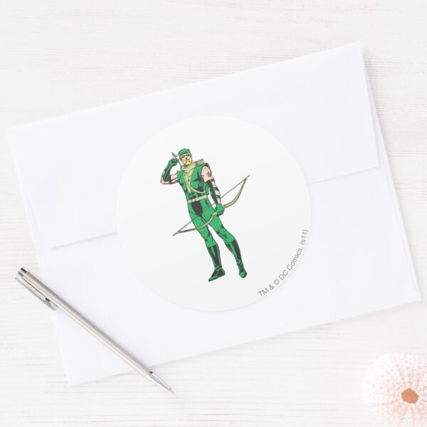 Green Arrow With Target Classic Round Sticker