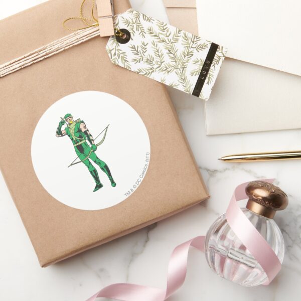 Green Arrow With Target Classic Round Sticker