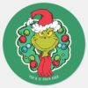 Grinch___Christmas_Holiday_Wreath_Classic_Round_Sticker_1 Grinch Christmas Holiday Wreath Classic Round Sticker