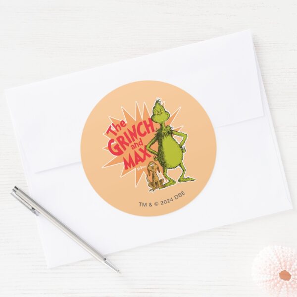 Grinch___Grinch_&_Max_Starburst_Classic_Round_Sticker_3 Grinch Grinch Max Starburst Classic Round Sticker