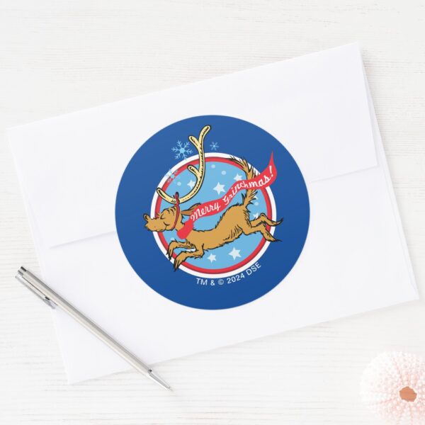 Grinch___Max_Merry_Grinchmas!_Classic_Round_Sticker_3 Grinch Max Merry Grinchmas Classic Round Sticker