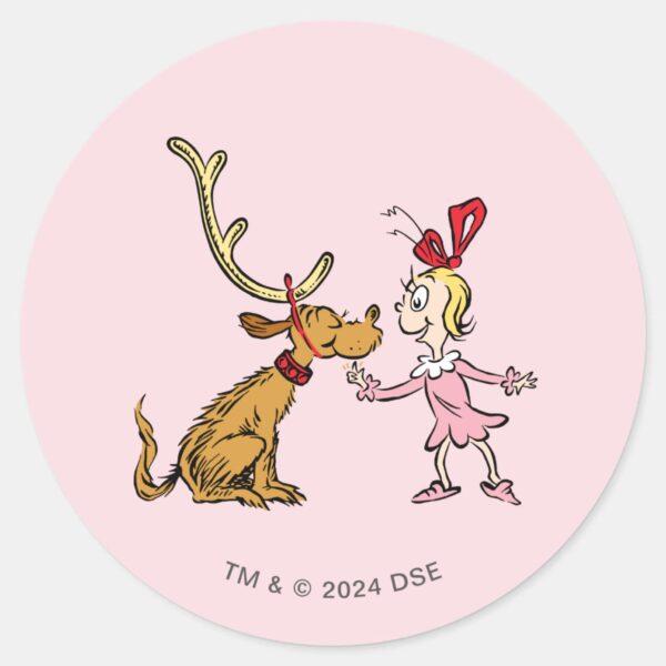 Grinch___Max_&_Cindy_Lou_Who_Classic_Round_Sticker_1 Grinch Max Cindy Lou Who Classic Round Sticker