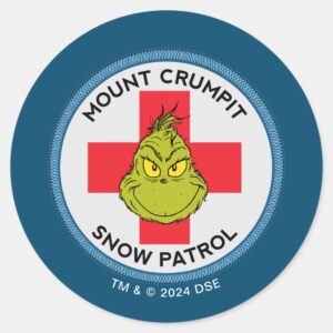 Grinch Mt. Crumpit Snow Patrol Classic Round Sticker