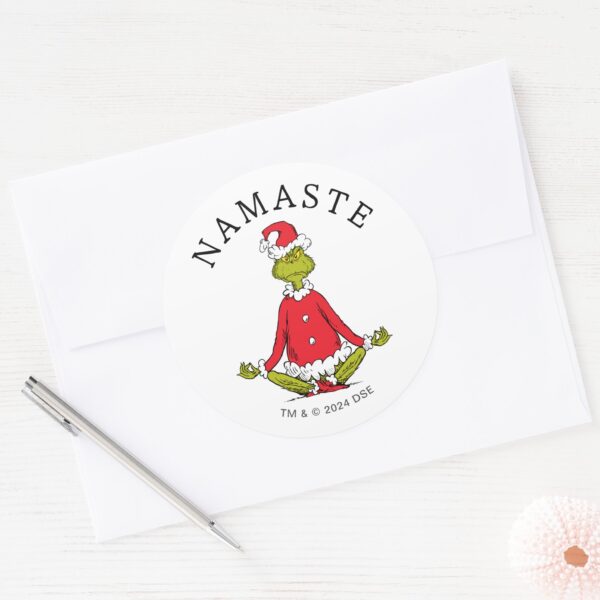 Grinch___Namaste_Santa_Claus_Classic_Round_Sticker_3 Grinch Namaste Santa Claus Classic Round Sticker